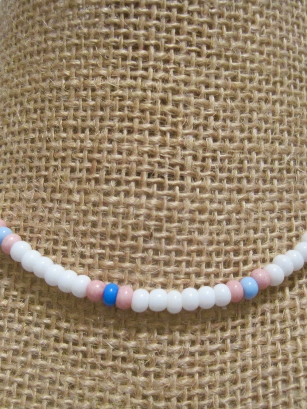 White Milk Glass & Multi-Colour Glass Beads, Beaded 15 1/2" L Choker Necklace.